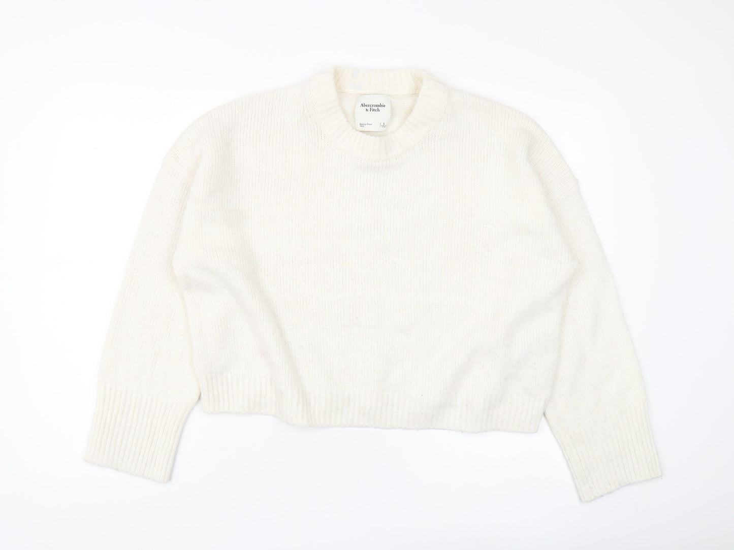 Abercrombie & Fitch Women's Ivory Crew Neck Jumper S
