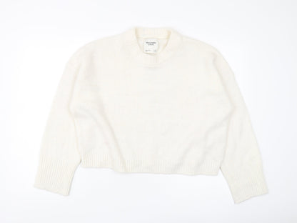 Abercrombie & Fitch Women's Ivory Crew Neck Jumper S