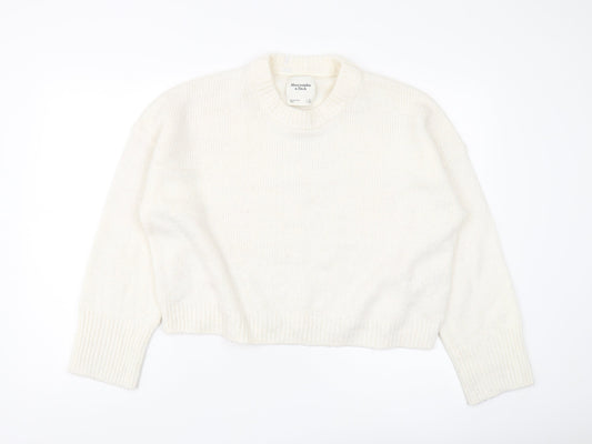 Abercrombie & Fitch Women's Ivory Crew Neck Jumper S