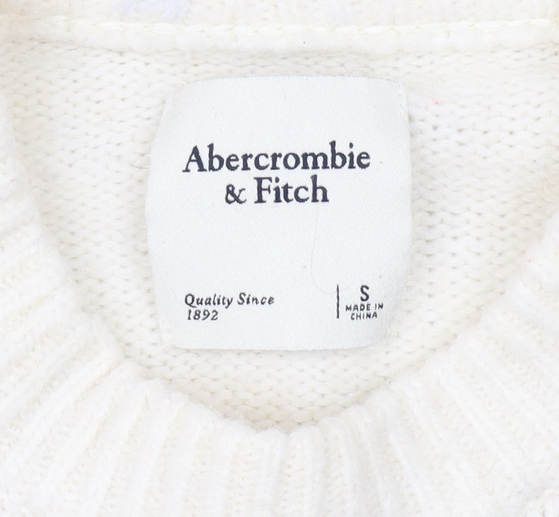Abercrombie & Fitch Women's Ivory Crew Neck Jumper S