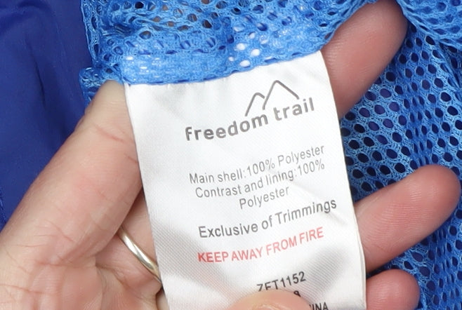 Freedom Trail Boys Blue Hooded Windbreaker Jacket L