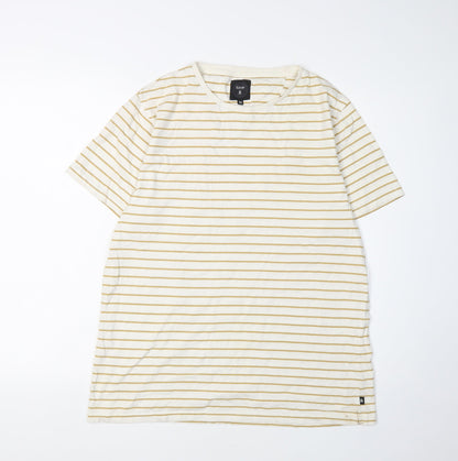 Silver Eight Men's White Striped T-Shirt Size M