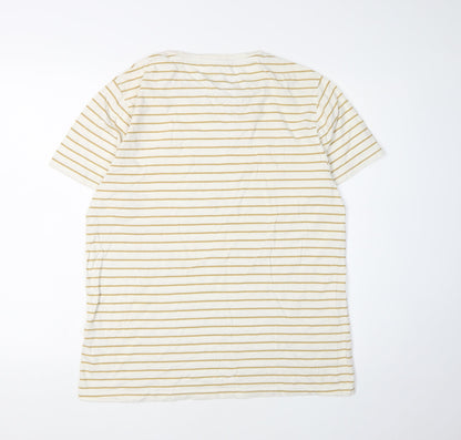 Silver Eight Men's White Striped T-Shirt Size M