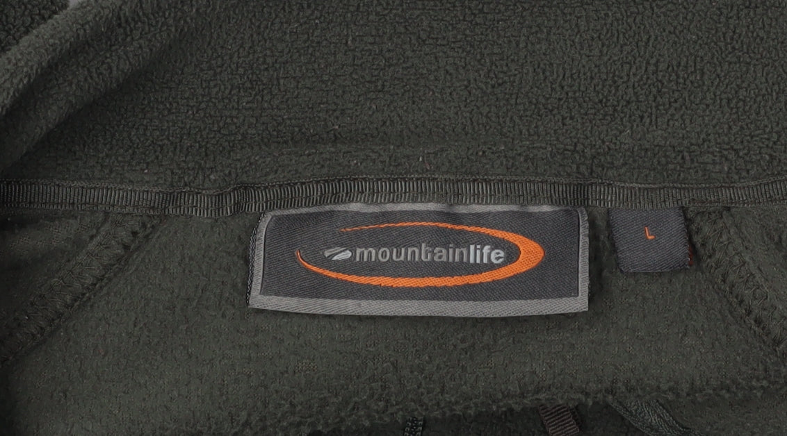 Mens UK Size L Mountainlife Green 1/4 Zip Sweatshirt