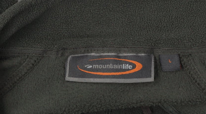 Mens UK Size L Mountainlife Green 1/4 Zip Sweatshirt