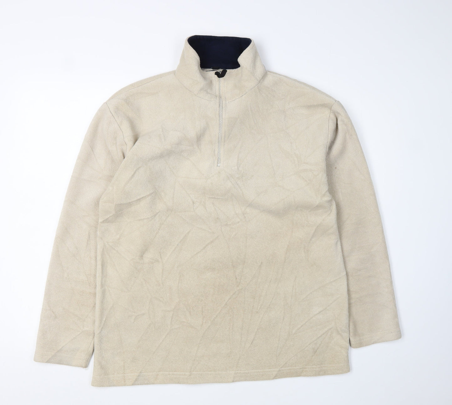 Cutting Edge Men's Beige 1/2 Zip Fleece Sweatshirt M