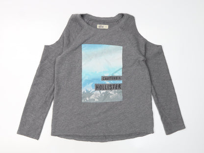 Hollister Women's Grey Cold Shoulder Pullover XS