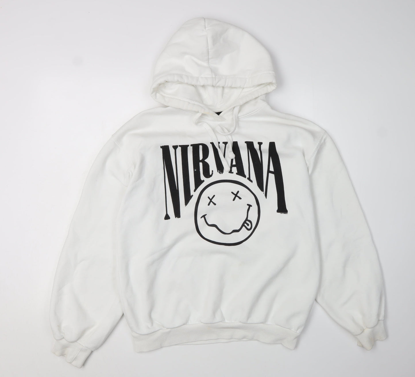 Bershka Women White Nirvana Hoodie Small