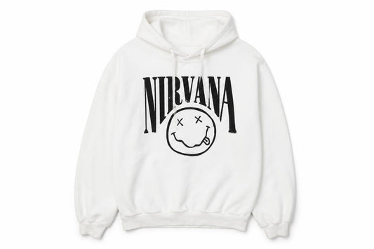 Bershka Women White Nirvana Hoodie Small