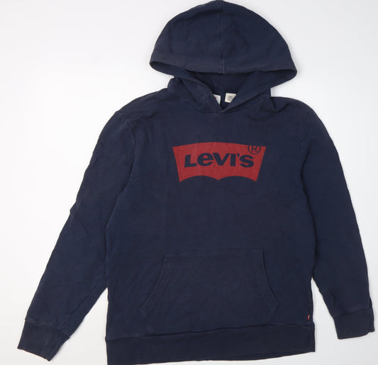 Mens UK Size M Levi's Blue Pullover Hoodie