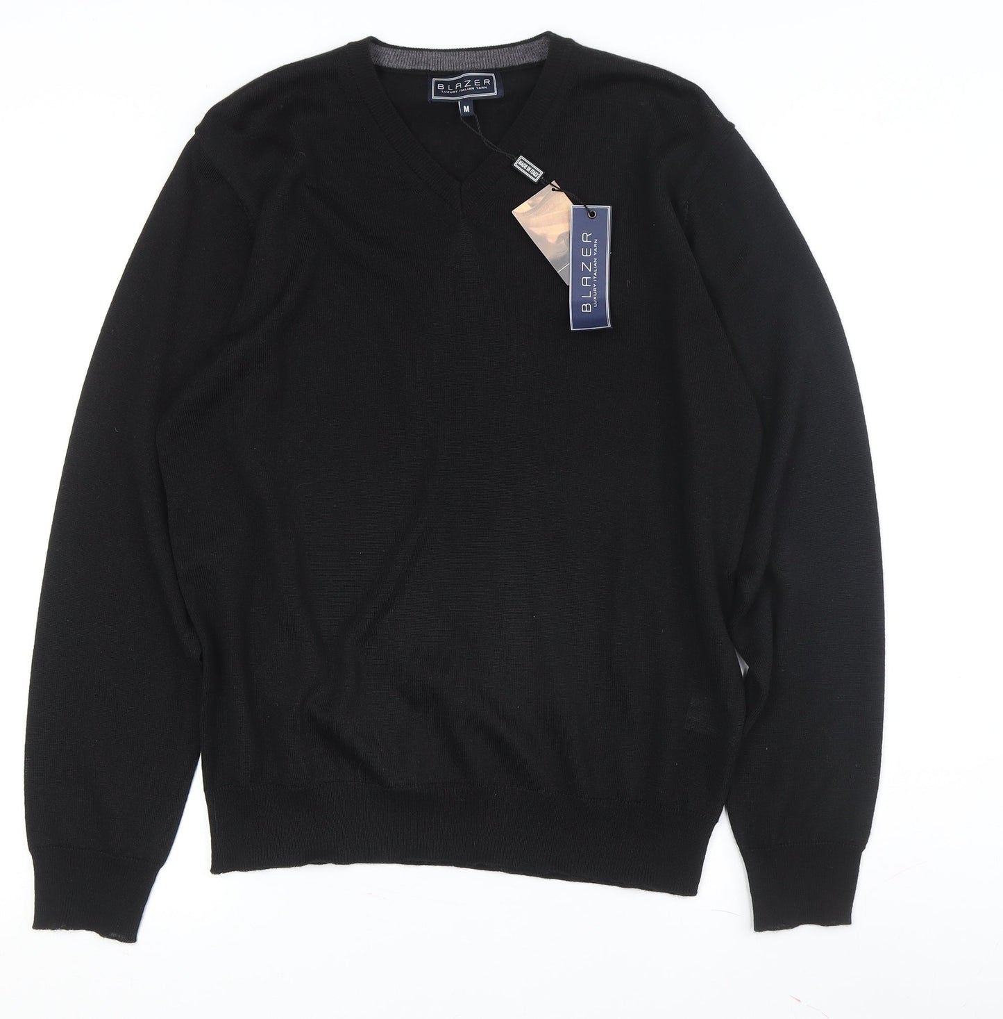 Blazer Men's Black V-Neck Pullover Jumper, Size M