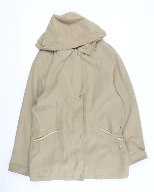 Klass Women's Beige Parka Jacket, Hooded, Size M, Casual Style