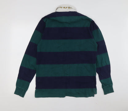 Fila Men's Green Striped Long Sleeve Polo M