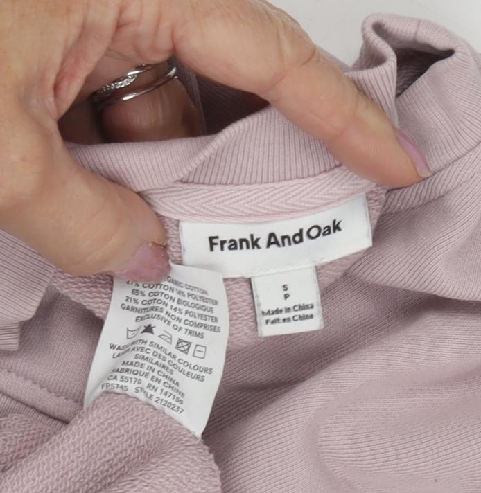 Frank And Oak Women's Pink Pullover Sweatshirt, Size S