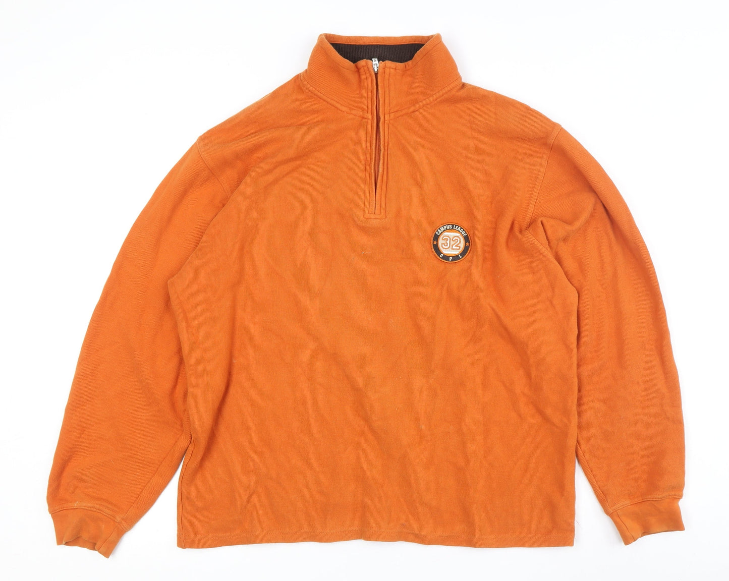 Via Cortesa Men's Orange 1/2 Zip Sweatshirt, L, Logo Knit