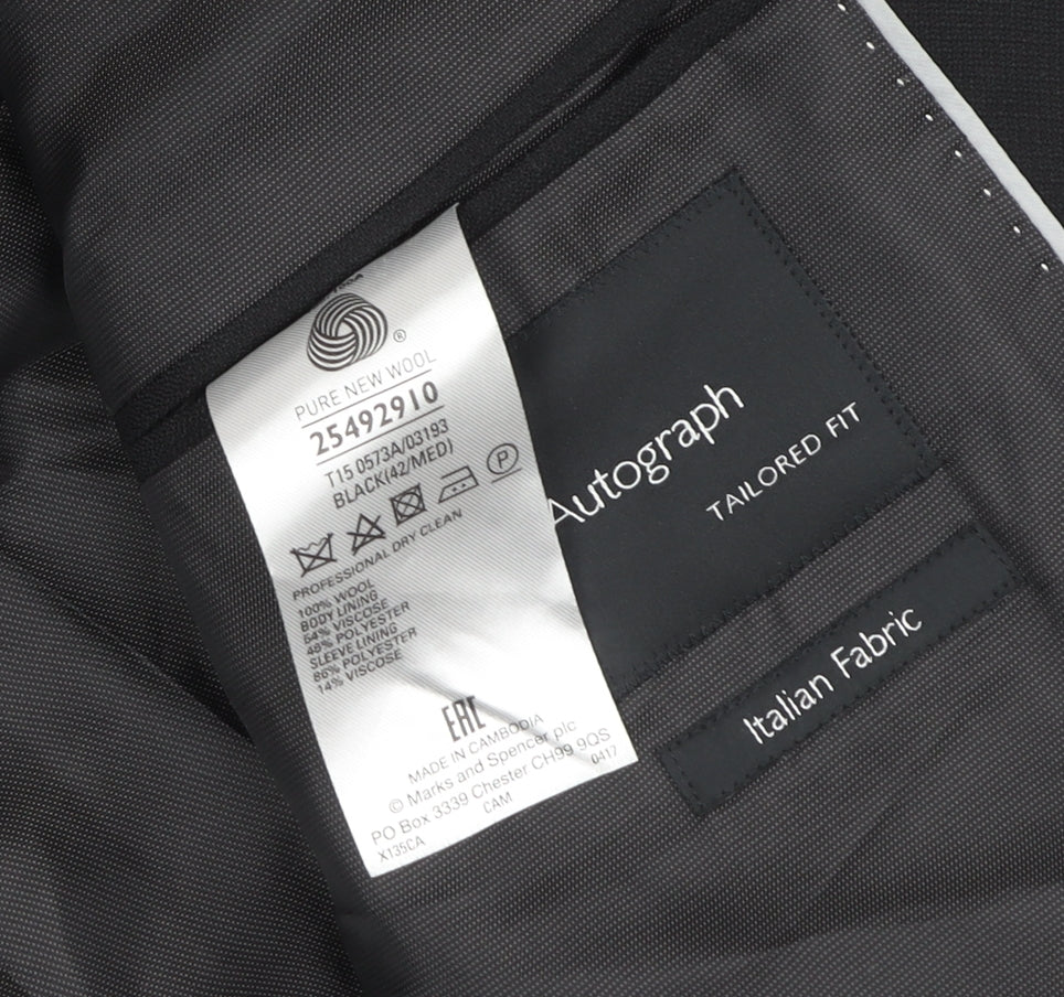 Mens UK Size 42 Marks and Spencer Regular Black Suit Jacket