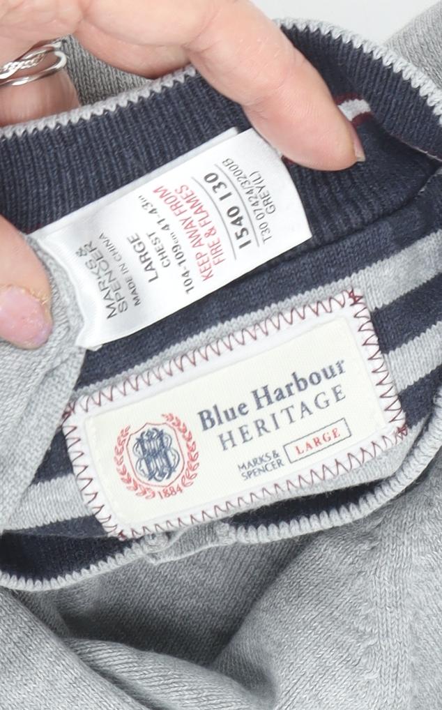 Marks and Spencer Men’s Grey Henley Jumper L