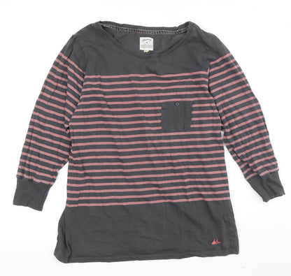 Marlonay Women's Grey Striped T-Shirt Size 16