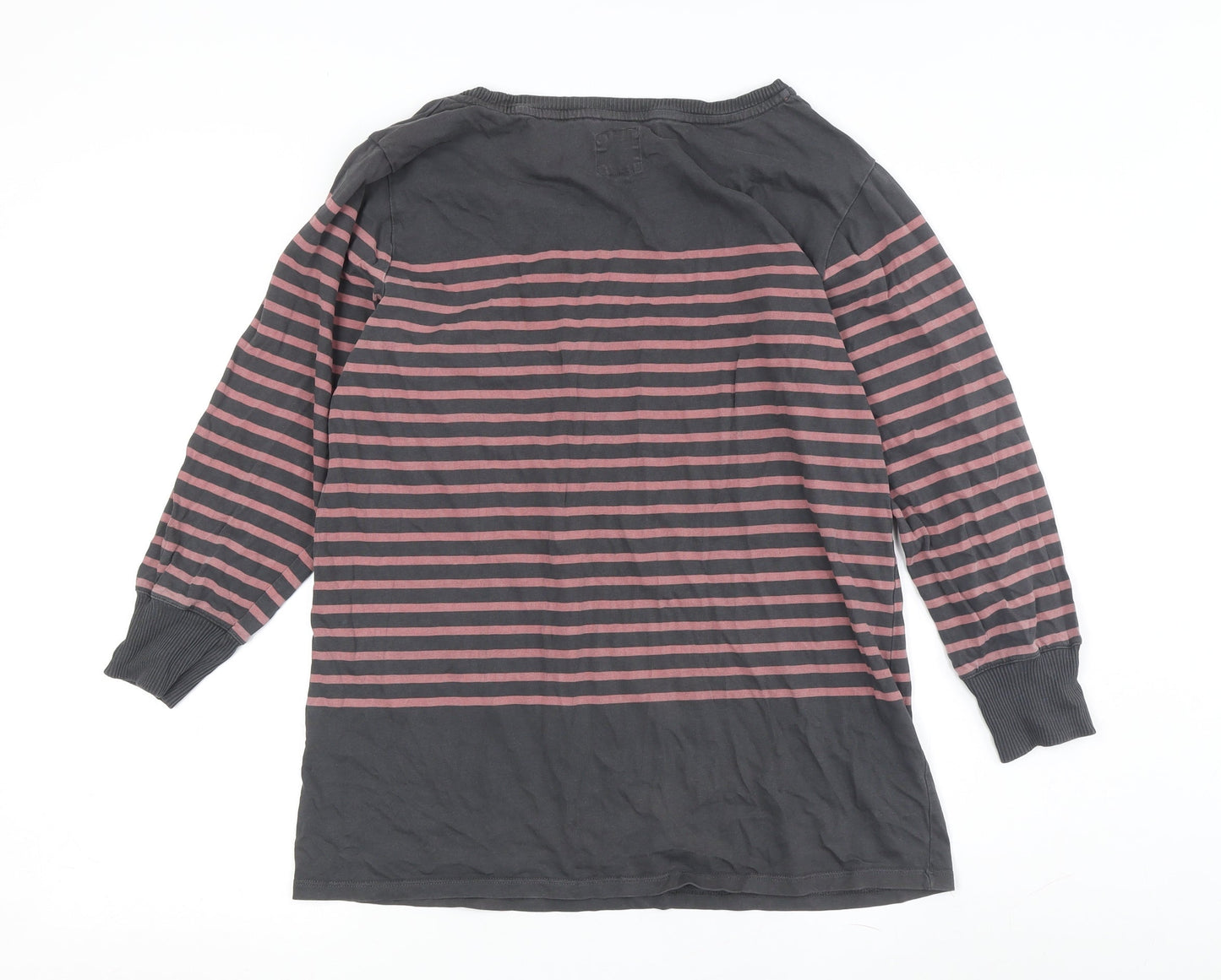 Marlonay Women's Grey Striped T-Shirt Size 16