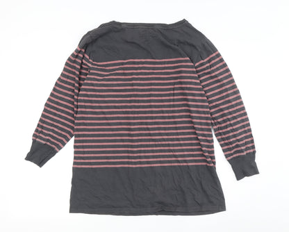 Marlonay Women's Grey Striped T-Shirt Size 16