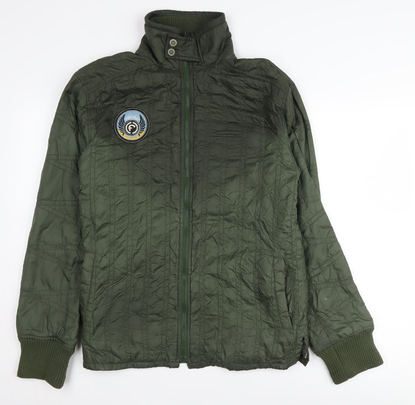 Mens UK Size S Firetrap Green Quilted Coat