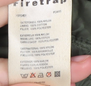 Mens UK Size S Firetrap Green Quilted Coat