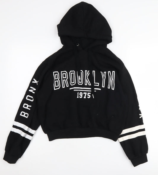 H&M Black Hoodie Unisex S Brooklyn Logo Pullover Casual
