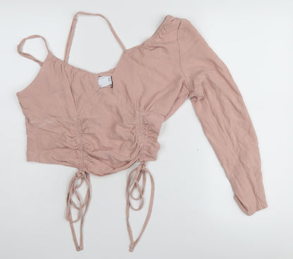 Womens UK Size 14 ASOS Pink Cropped Blouse