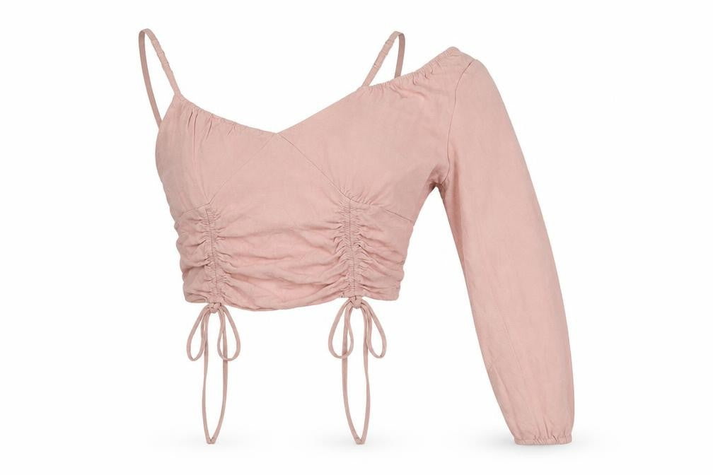 Womens UK Size 14 ASOS Pink Cropped Blouse