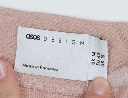 Womens UK Size 14 ASOS Pink Cropped Blouse