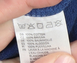 H&M Men's Blue Long Sleeve Cotton Polo M