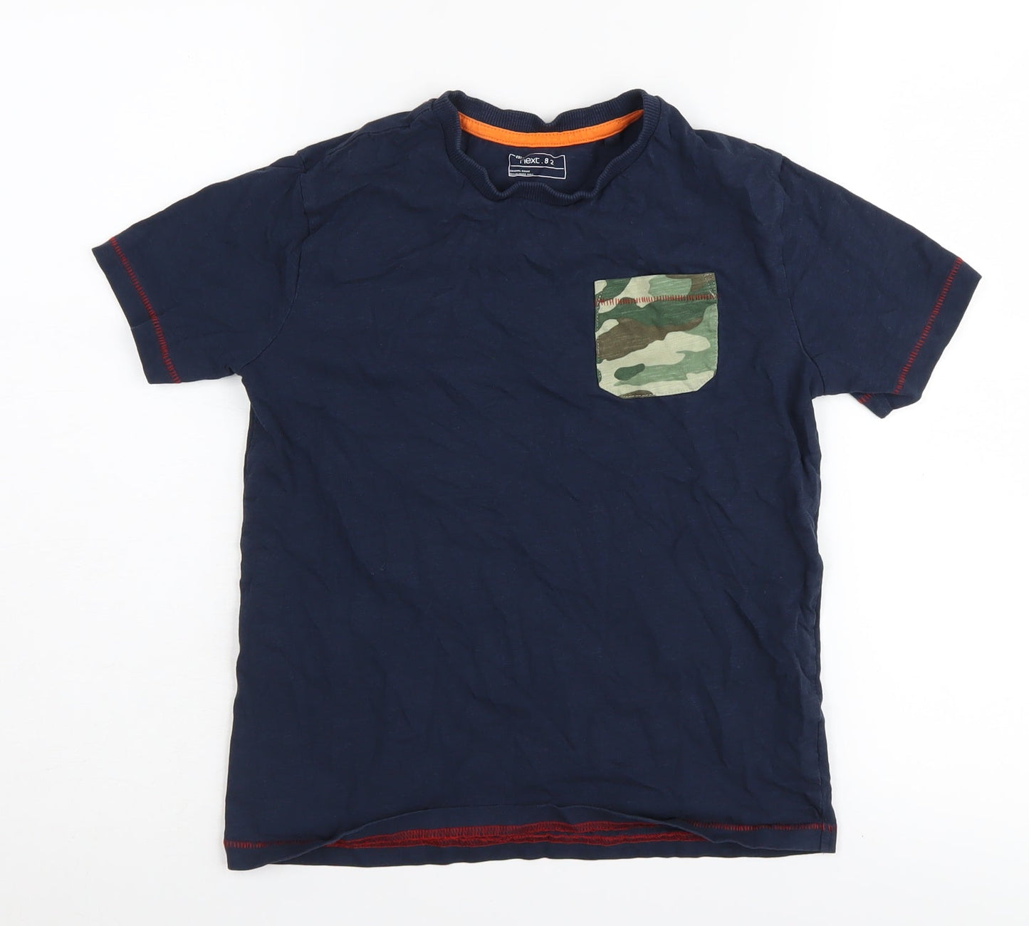 Next Boys Blue T-Shirt, Camouflage Pocket, Age 9-10, Crew Neck