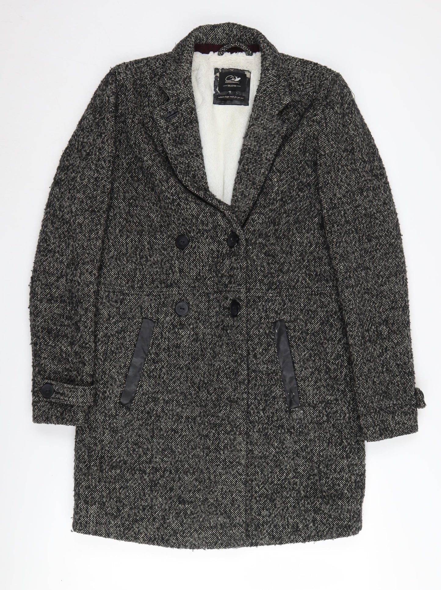 Clockhouse Women's Grey Tweed Pea Coat Size S