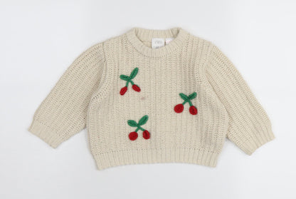 Zara Unisex Baby Jumper Ivory 18-24 Months Pullover Knit