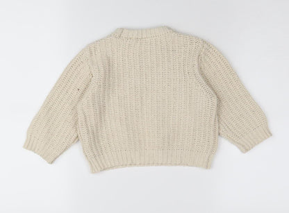 Zara Unisex Baby Jumper Ivory 18-24 Months Pullover Knit