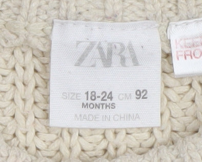 Zara Unisex Baby Jumper Ivory 18-24 Months Pullover Knit