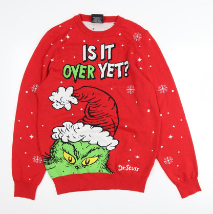 F&F Men's Red Grinch Christmas Pullover Jumper S