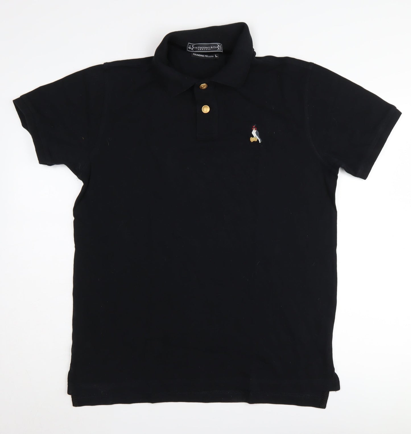 The Fraternity & Co Men's Black Polo, Size L, Classic Fit
