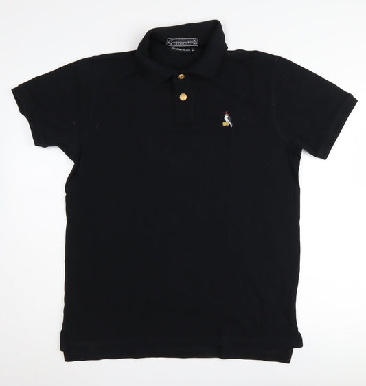 The Fraternity & Co Men's Black Polo, Size L, Classic Fit