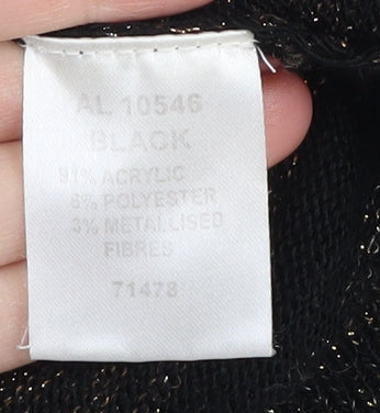 Cotton Traders Women's Black Striped Jumper - Size 10/12