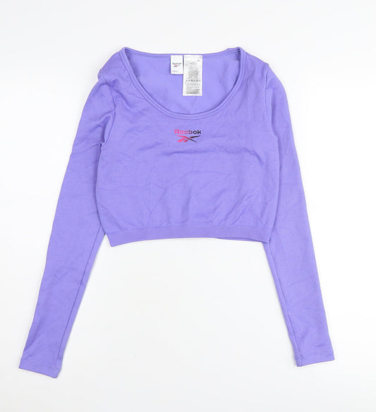 Reebok Women's Purple Cropped Active Long Sleeve Top S