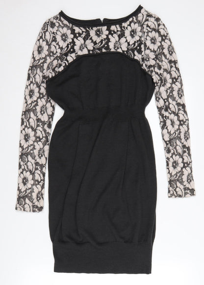 Mint Velvet Women's Black Floral Bodycon Dress