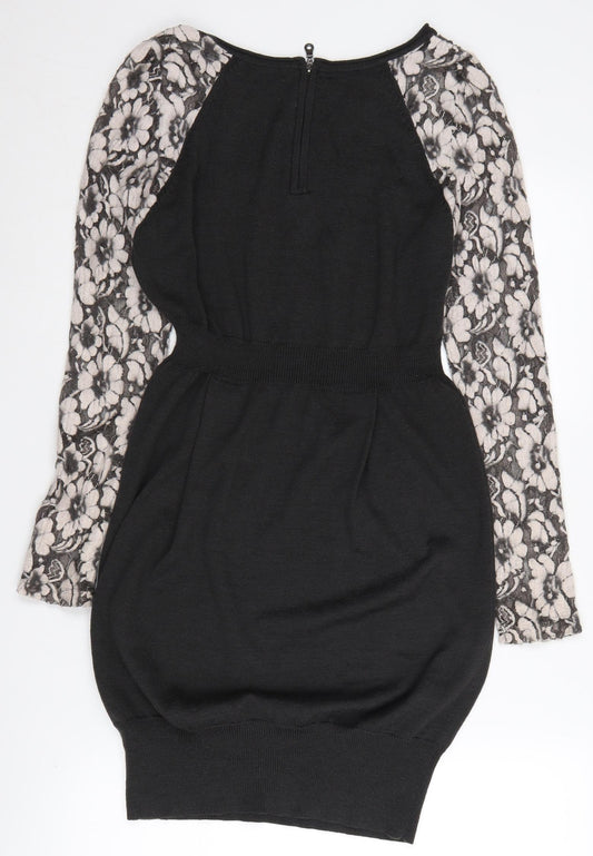 Mint Velvet Women's Black Floral Bodycon Dress