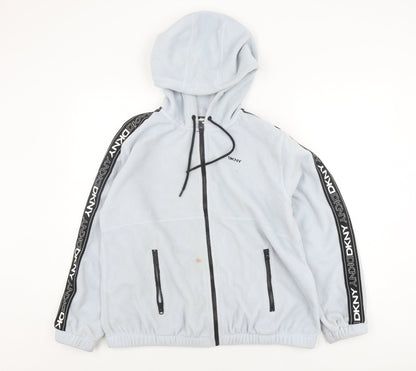 DKNY Women's Blue Hooded Puffer Jacket Size L