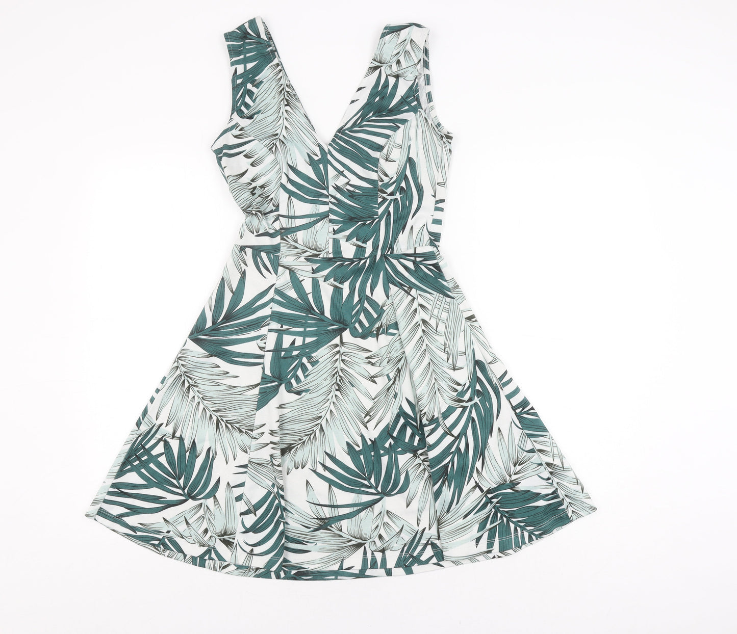 H&M Women's Green A-Line Short Dress - Size 12, Sleeveless