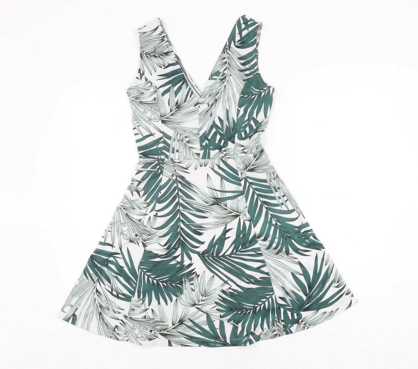 H&M Women's Green A-Line Short Dress - Size 12, Sleeveless
