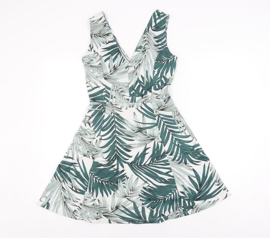 H&M Women's Green A-Line Short Dress - Size 12, Sleeveless