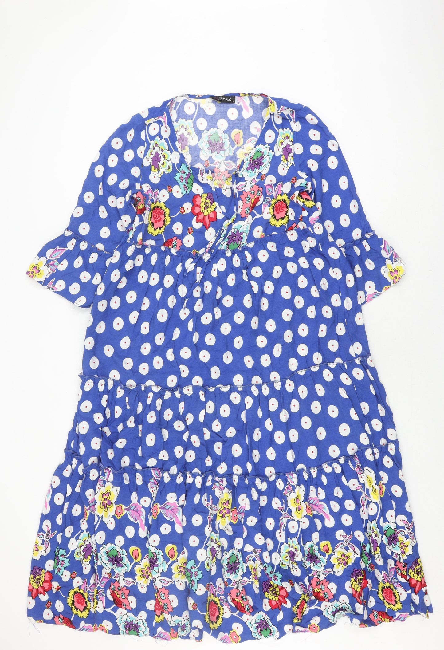 Gdg Actuel Women's Blue M Polka Dot Floral Dress
