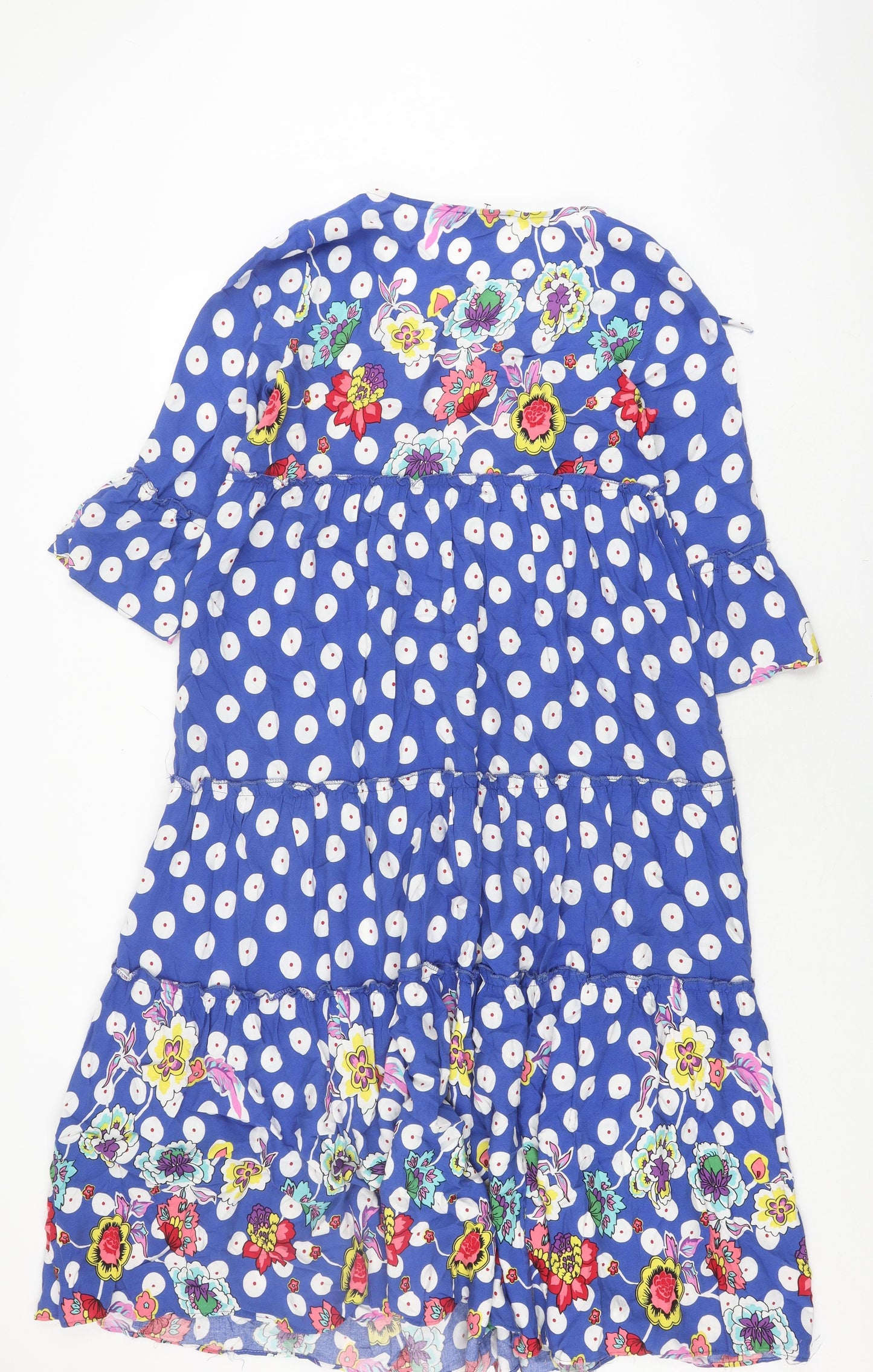 Gdg Actuel Women's Blue M Polka Dot Floral Dress