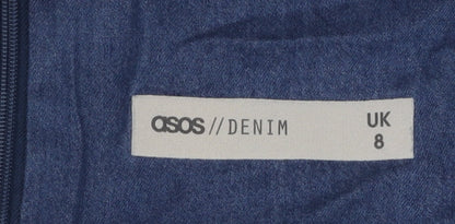 ASOS Denim Pinafore Dress UK 8 Blue Casual